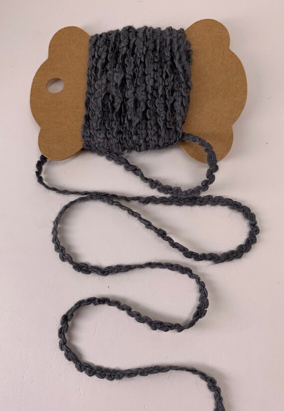 3 Yards Cotton Boucle Trim (Charcoal Gray) Novelty Fibers Scrapbooks Mixed Media Journals Tags Art Yarn Crafts Collage Cards Embellishments