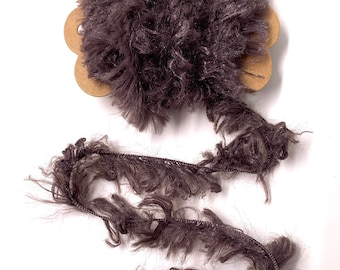 3  Yds Fur-like Eyelash Trim (Smoky Brown) Novelty Fibers Mixed Media Junk Journals Tags Art Yarn Crafts Collage Cards Embellishments