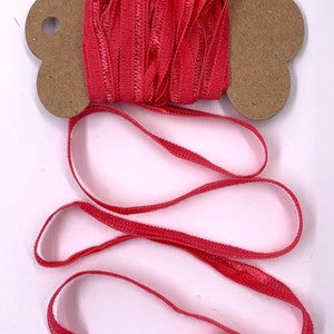 4 Yards 1/4&quot; Ribbon (Pink) Cotton/Nylon Trim for Scrapbooks Mixed Media Fibers Collage Art Junk Journals Tags Home Decor Crafts
