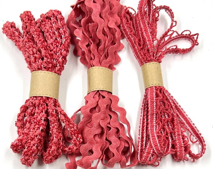 Hand Dyed Ric Rac Hand-dyed Novelty Trim Set (dark Pink Lot #76) 7 Yds Total - Ric Rac ...