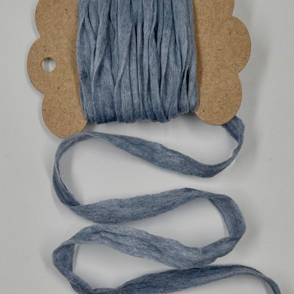 3 Yards Flat Trim (Denim Blue) Novelty Fibers Mixed Media Junk Journals Tags Art Yarn Crafts Collage Cards Embellishments