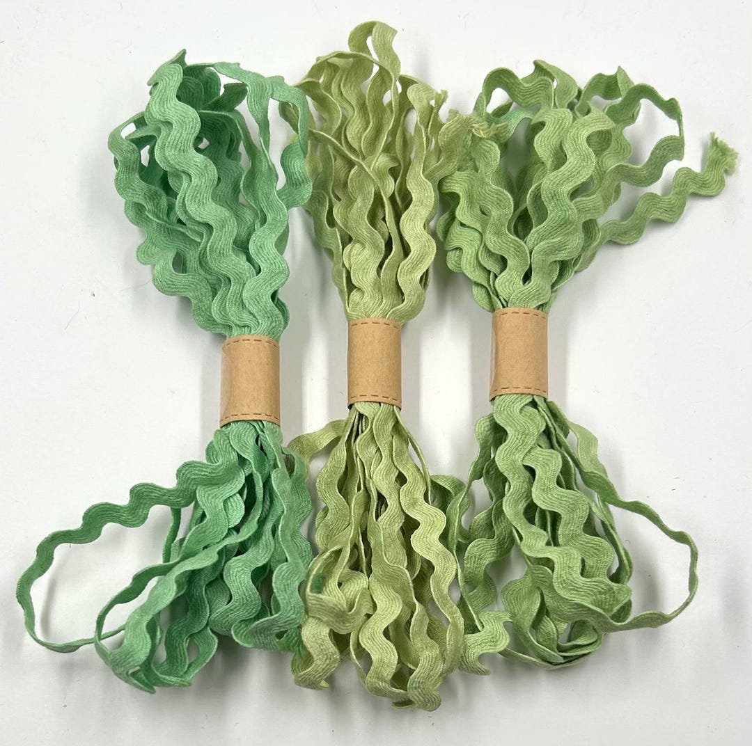 Green Ric Rac Border Hand-dyed 1/2 Ric Rac Novelty Trim lot 106 Set of 3 Different Light ...