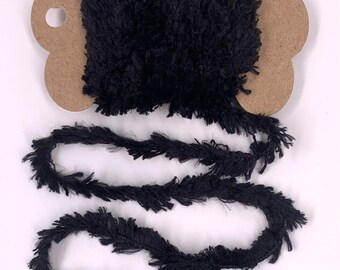 3 Yds Soft Short Eyelash Trim (Black) Novelty Fibers Scrapbook Mixed Media Journal Tags Art Yarn Crafts Collage Embellishment