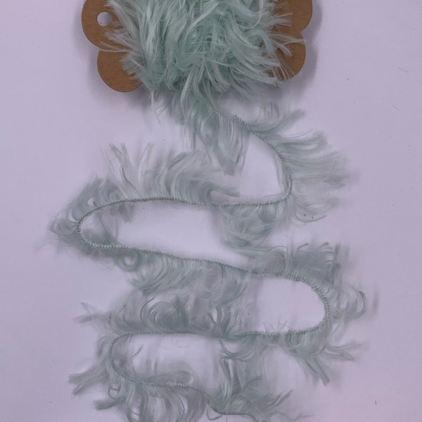 3 Yds Fur-like Eyelash Trim (Mint) Novelty Fibers for Scrapbook Mixed Media Junk Journals Tags Art Yarn Crafts Collage Cards Embellishments