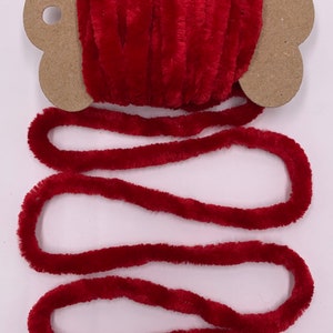 3 Yds 1/4” Velvety Trim (Red) Novelty Fibers Mixed Media Junk Journals Tags Art Yarn Crafts Collage Cards Embellishments