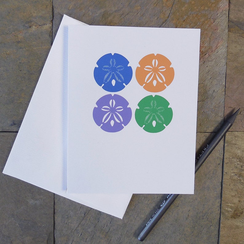 Sand Dollar Greeting Cards, All Occasions, Blank Note Cards, Original Sand Dollar Design, Color Variation Cards image 4