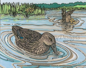 Ilustración - arte para niños sala de pato patos en Hawaii impresión 8 "x 10"-Duck Art Print - hawaiano