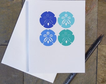 Sand Dollar Greeting Cards, All Occasions, Blank Note Cards, Original Sand Dollar Design, Color Variation Cards