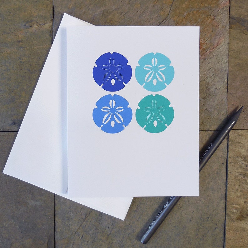 Sand Dollar Greeting Cards, All Occasions, Blank Note Cards, Original Sand Dollar Design, Color Variation Cards image 1