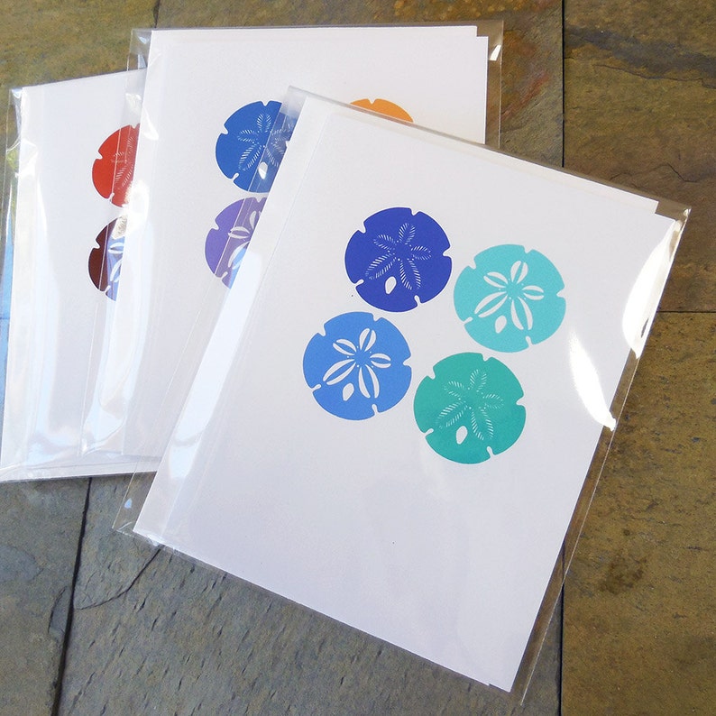 Sand Dollar Greeting Cards, All Occasions, Blank Note Cards, Original Sand Dollar Design, Color Variation Cards image 5