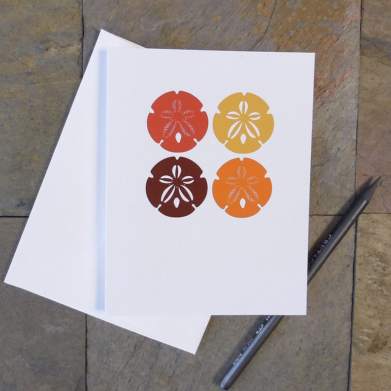 Sand Dollar Greeting Cards, All Occasions, Blank Note Cards, Original Sand Dollar Design, Color Variation Cards image 2