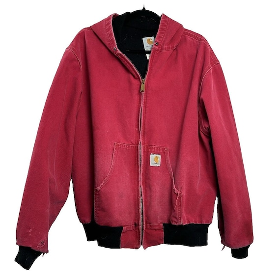 90s USA製 carhartt アクティブジャケット J03 RED VTG 90s Carhartt J03 Red Active Jacket XL Faded USA M… - Gem