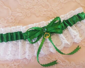 Something Blue Garter Claddagh Navy /& White Wedding Garter or Set Irish Wedding Plus Size and other Charms Available