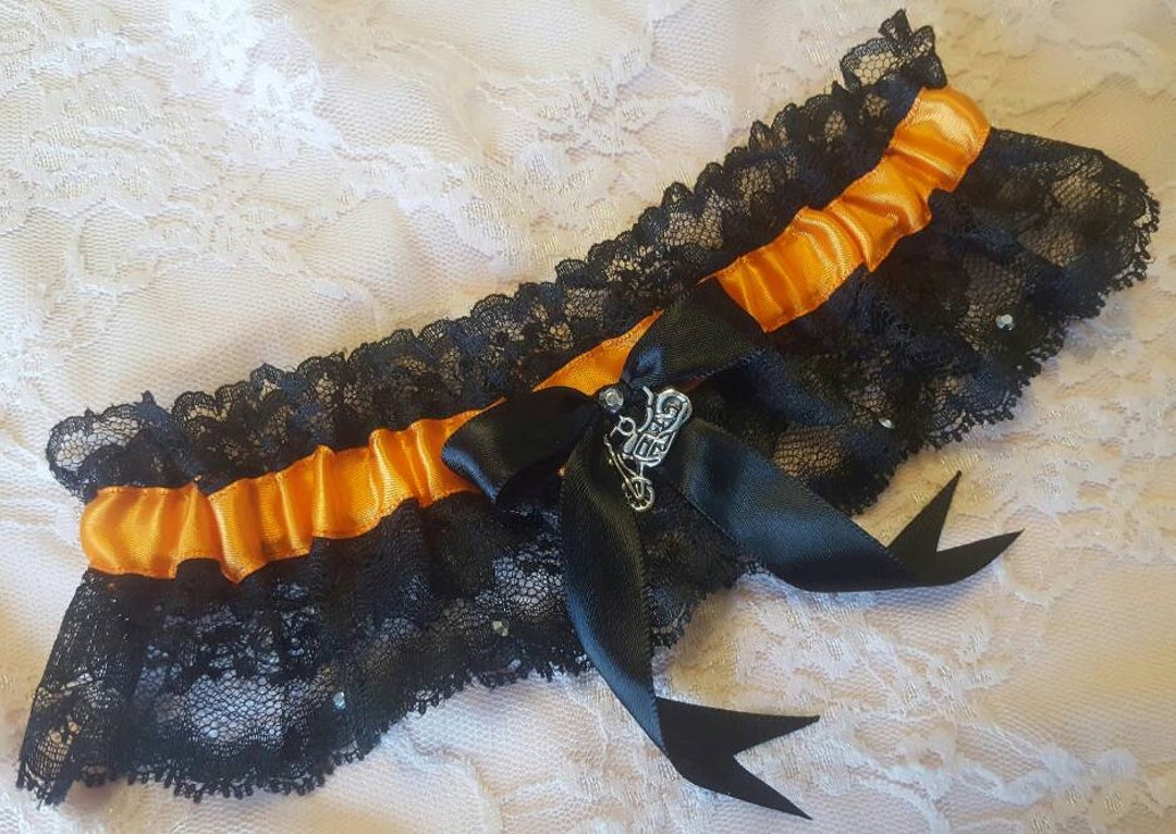 Harley Davidson Inspired Biker Wedding Garter Belt W/ Black Lace
