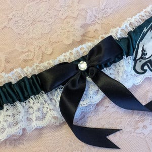 Philadelphia Eagles Inspired Wedding Garter Belt or 2pc Set w/ White Lace