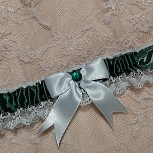 NY Jets Football Inspired Wedding Bridal Garter Belt Toss or Set w/ White Lace