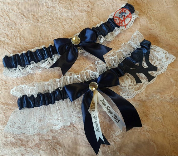 Buy Handcrafted Baseball Wedding Garter Belt Toss or Set W/ White Lace Made  Using New York NY Yankees Fabric Online in India