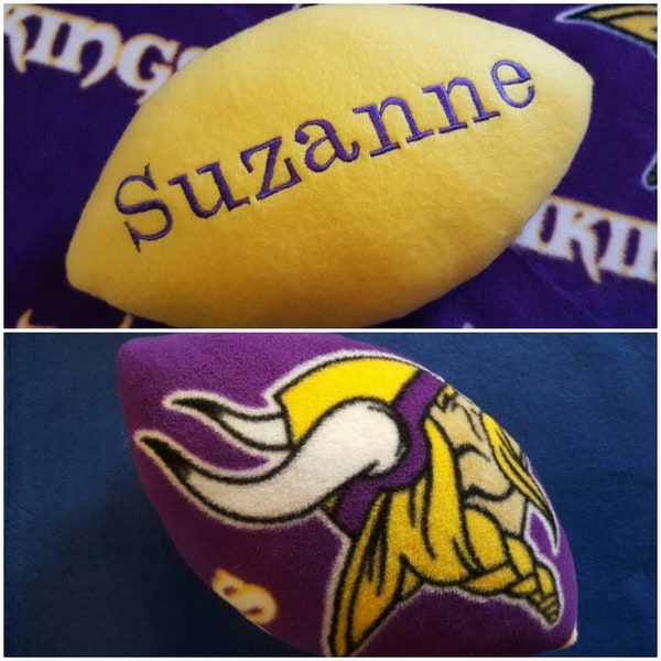 Personalized Handcrafted Minnesota Vikings Inspired Fleece Fabric Soft Football Collectible Pillow Toy Plush Stuffed Indoor Ball w/ Name