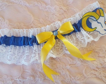 Conjunto de liga o conjunto de liga para boda inspirado en los LA Rams con encaje blanco