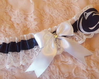 Navy Blue White Lace Wedding Garter Belt Toss or Set