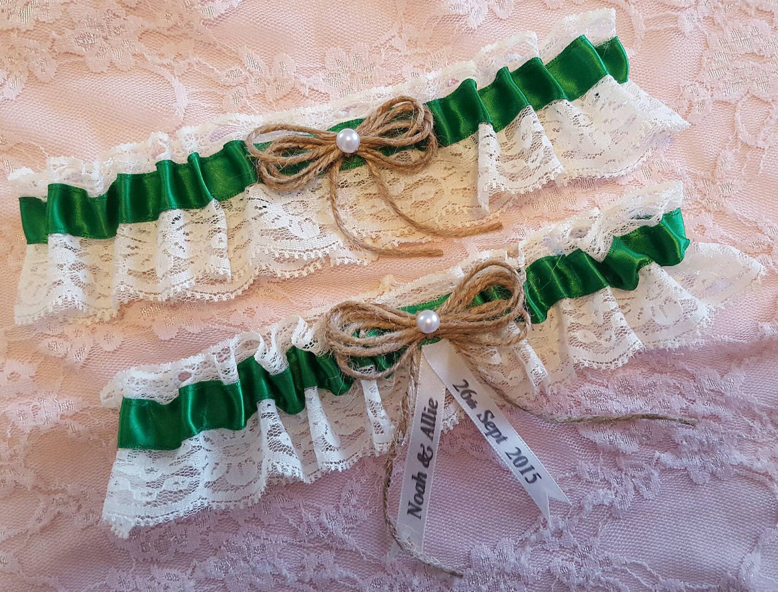Emerald Green Vintage Rustic Lace Wedding Garter Belt Set w/ Etsy