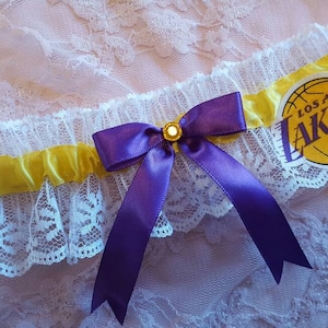 LA Lakers inspiré basket-ball mariage porte-jarretelles lancer ou ensemble avec dentelle blanche