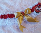 San Francisco 49ers Inspired Wedding Garter Belt Toss or Set w/ White Lace