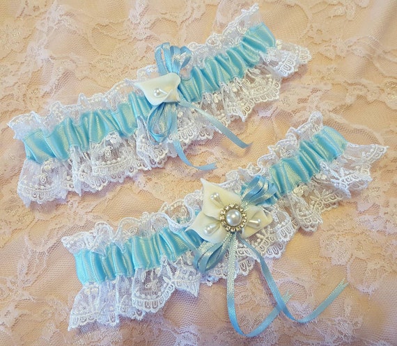 Calla Lily & Pearl Light Baby Blue White Embroidered Lace Wedding Garter  Belt Toss or Set - Etsy