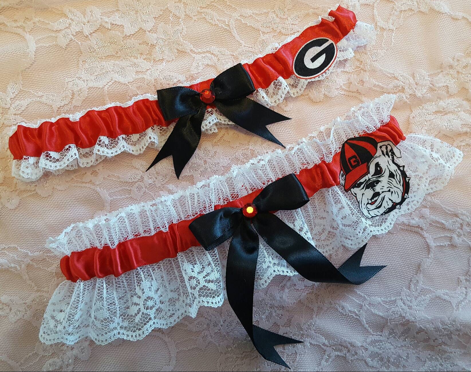 White Lace Bridal Garter Set With Red Bows (2 Pack) - Adjustable Elastic Wedding  Garters For Bride