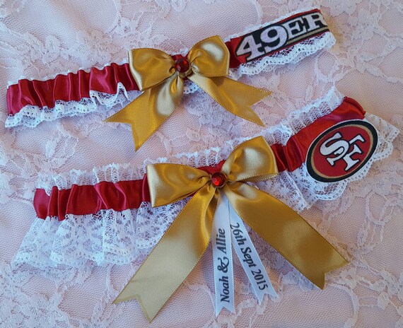 San Francisco 49ers Inspired Wedding Garter Belt Toss or Set w/ White Lace
