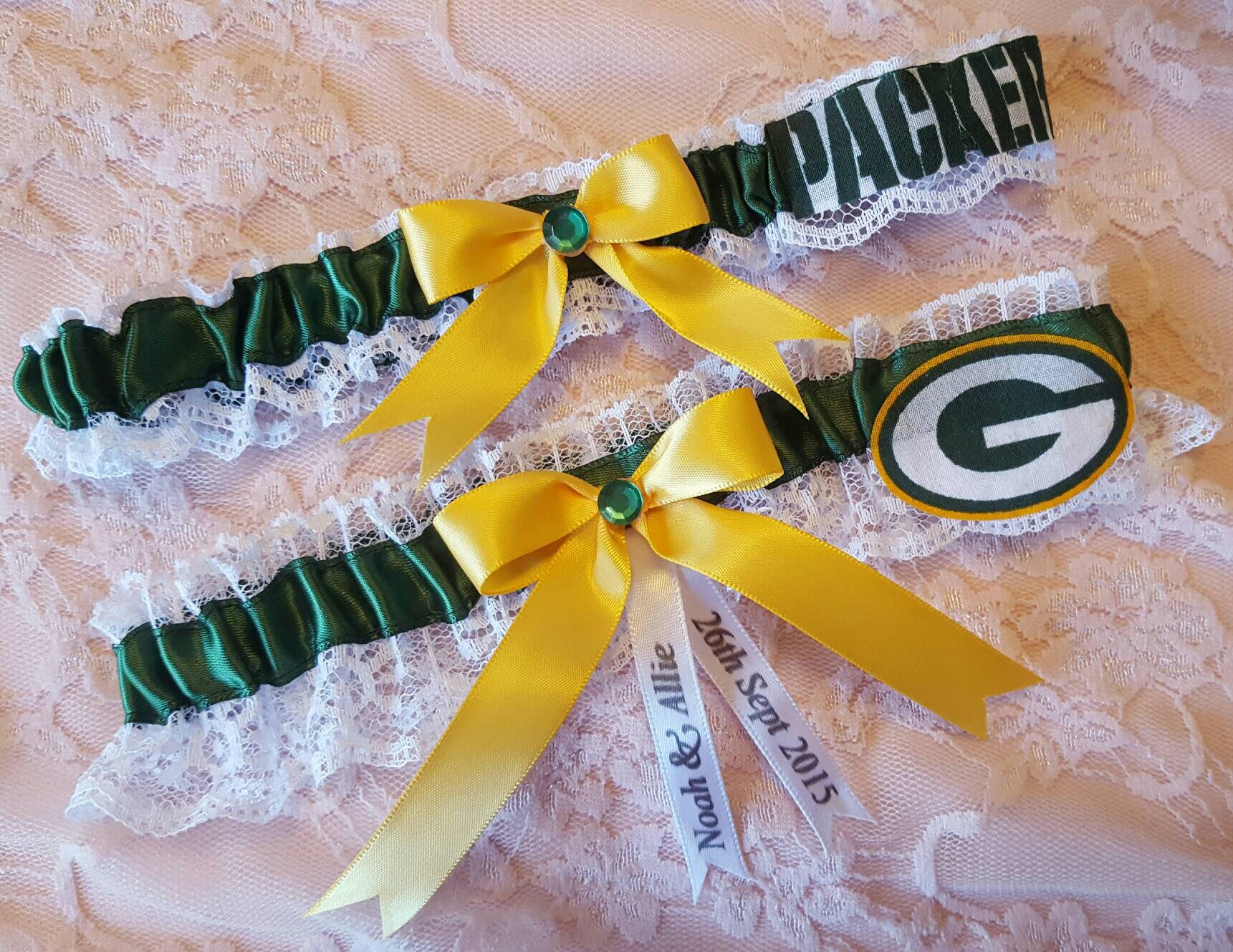 Green Bay Packers Inspired Wedding Garter Belt Set W/ White Lace - Etsy Green Bay Packers Inspired Wedding Garter Belt Set W/ White Lace - Etsy