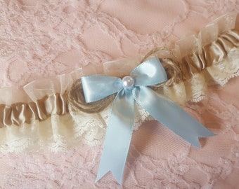 Ivory Lace Western or Boho Style Wedding Garter Belt Single or Set with Choice of Charm