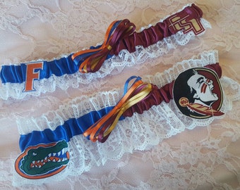 House Divided -- Name Your Teams or Schools!!!  Rival Team College Football Basketball Baseball Sports Rivalry Garter Belt Set