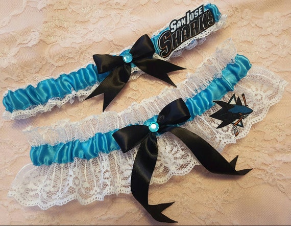 San Jose Sharks Inspired Hockey Wedding Garter Belt or Set W/ White Lace