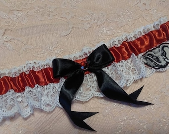 University of Alabama Inspired Wedding Leg Garter Belt Toss or Set White Lace