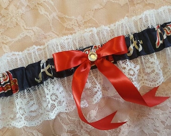 Atlanta Braves Inspired Baseball Wedding Garter Belt Toss or Set w/ White Lace