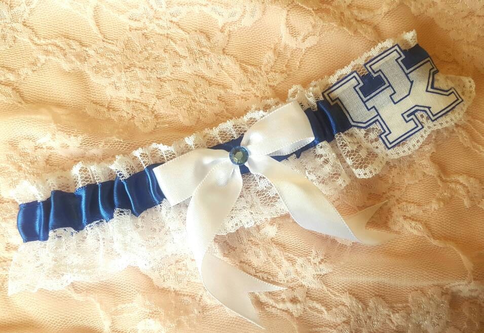 University of Kentucky Wildcats Inspired Wedding Garter Belt Toss or 2pc Set w/ Lace Go Cats UK