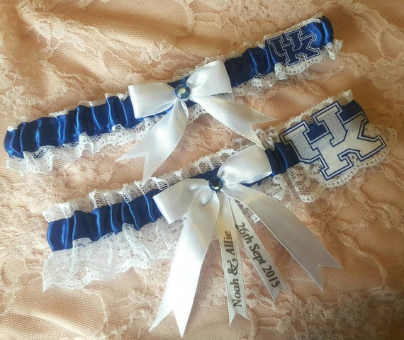 University of Kentucky Wildcats Inspired Wedding Garter Belt Set w/ White Lace Go Cats UK University of Kentucky Wildcats Inspired Wedding Garter Belt Set w/ White Lace Go Cats UK