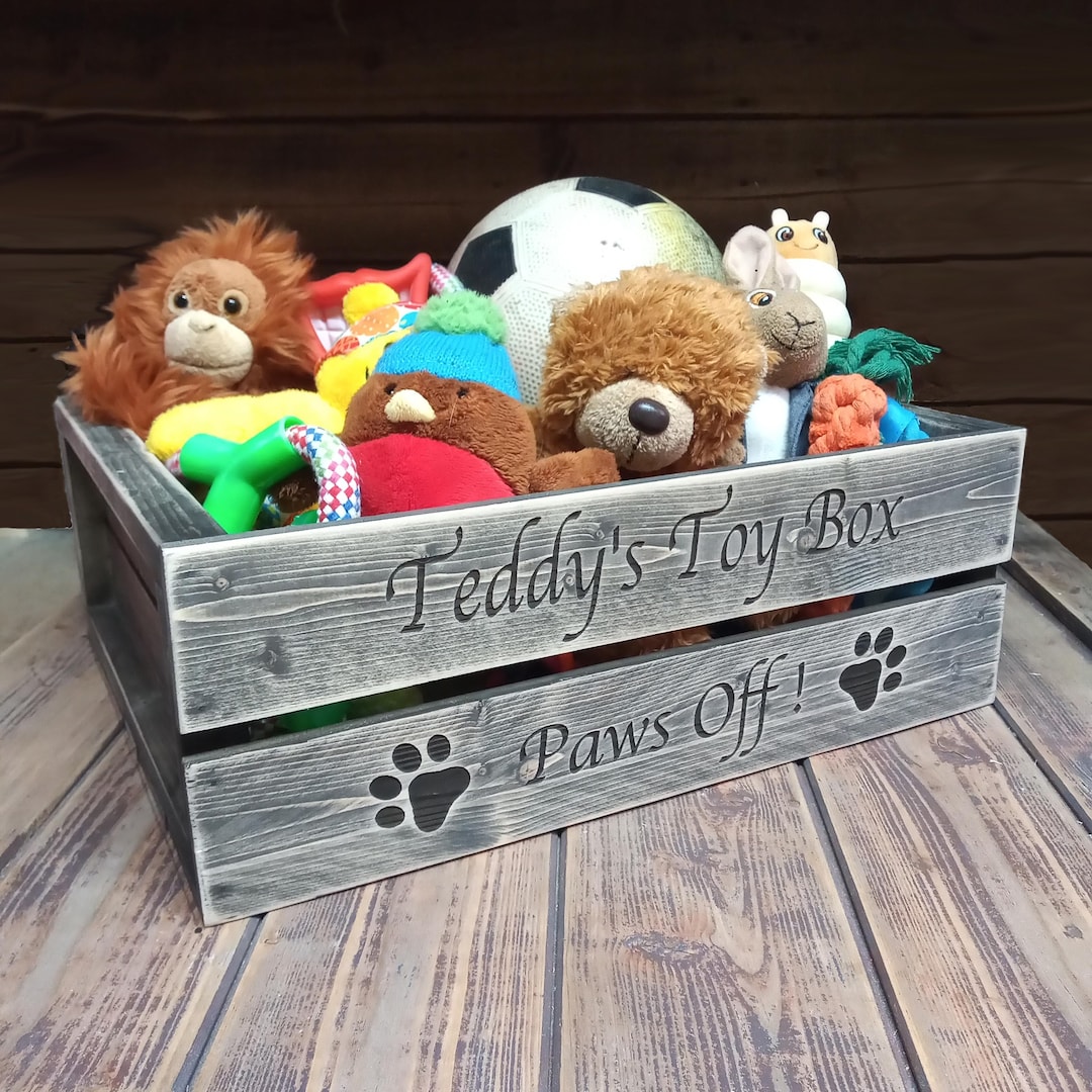 Large Dog Toy Wooden Storage Crate Vintage Weathered Shabby Etsy