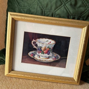 Vintage "Barbara Mock" Fruit Teacup framed fine art print-1990s