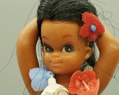 Vintage 1960s Hawaiian Girl Hula Dancer Dashboard Nodder Rubber Hong Kong Collectible doll USA , Big Eye, Kawaii