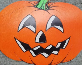 Punkinhead, Die cut, Pumpkin, lighted, Jack O Lantern, Decoration, Made In The USA. Halloween, 1970s,  Grinning pumpkin, Beistle?, Biestle?.