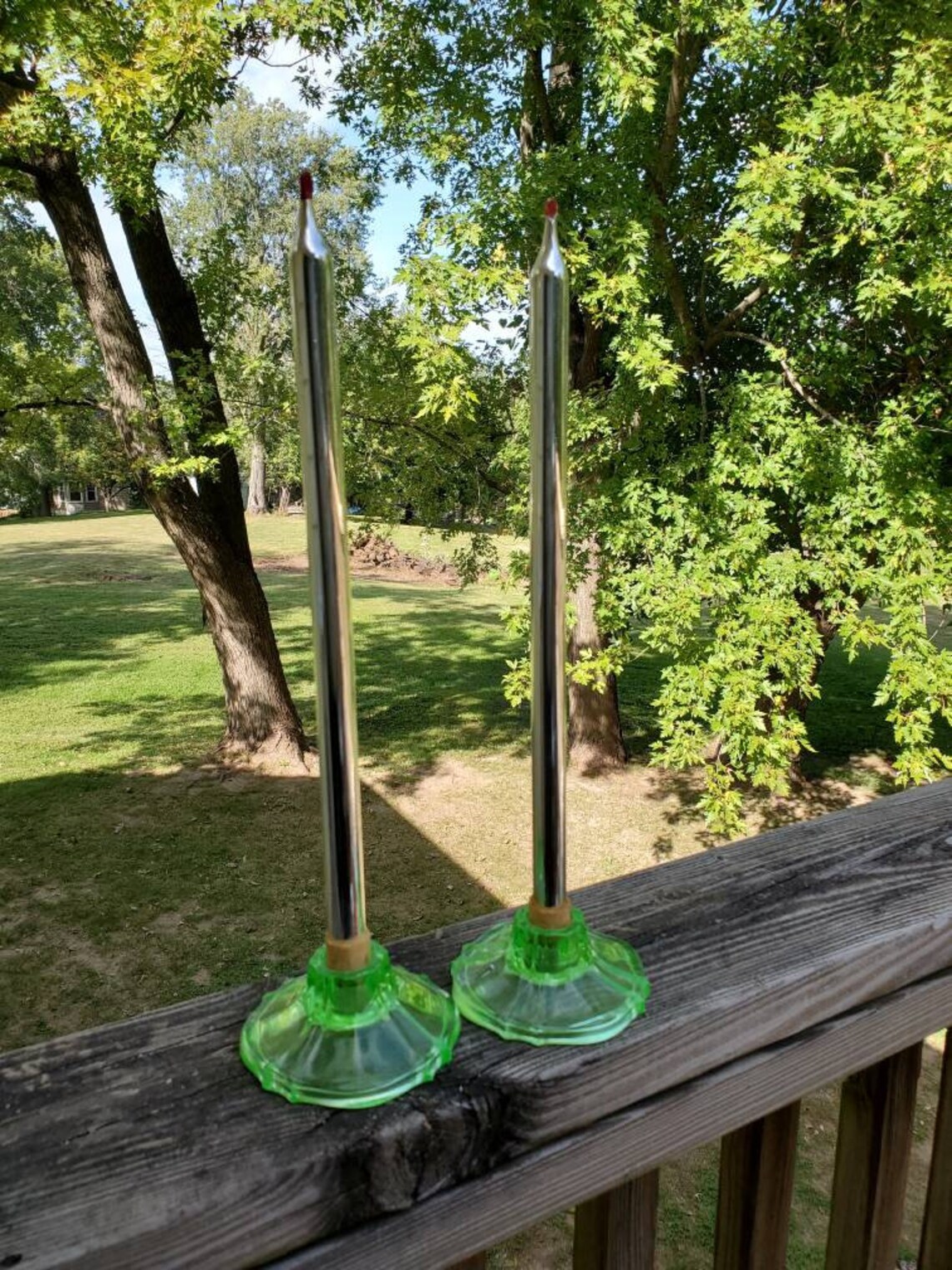 2 Mercury Glass Candle Sticks Antique Vintage Silver Faux Etsy