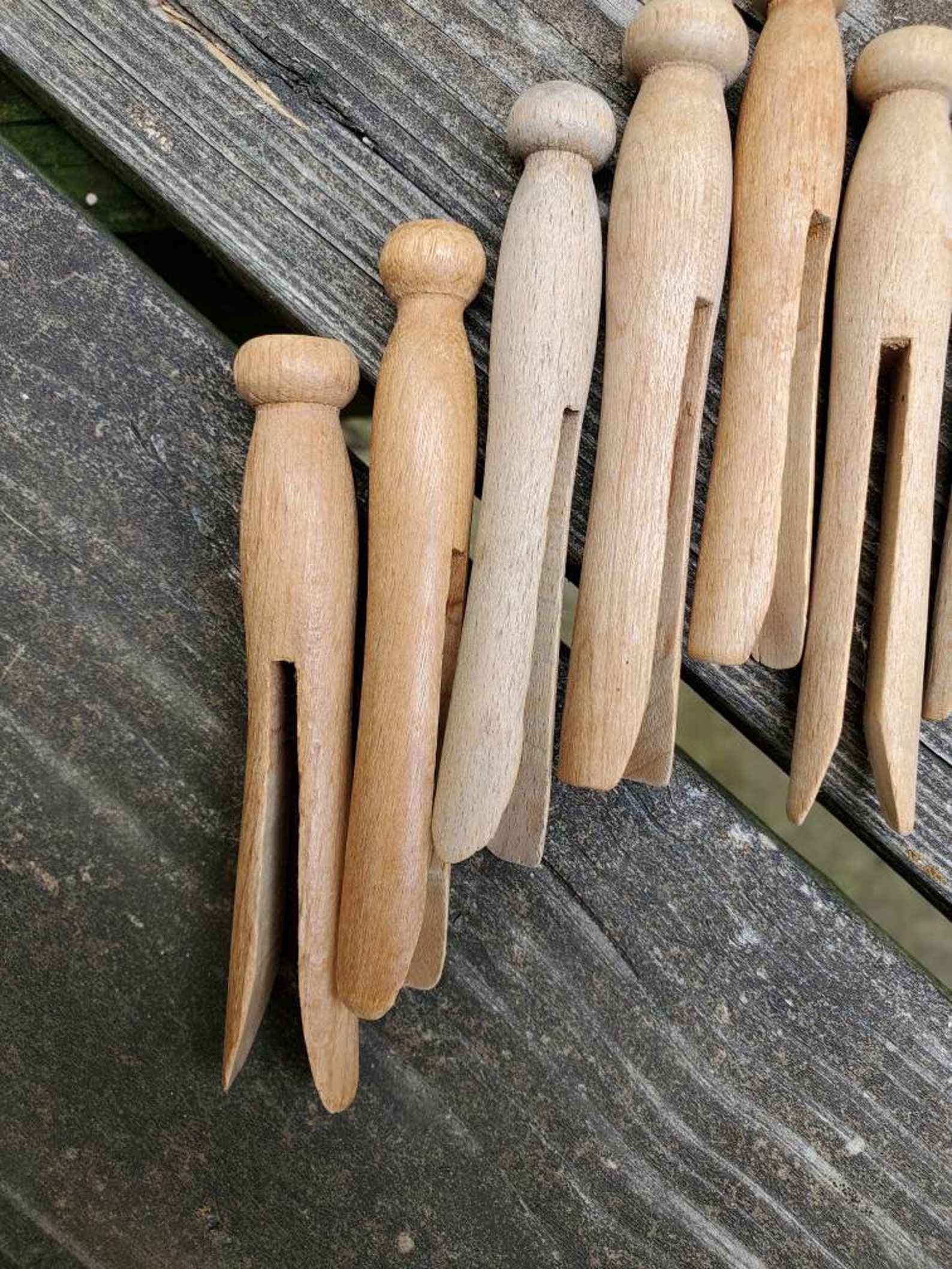 10 Antique Round Head Wooden Clothespins for Crafting Etsy