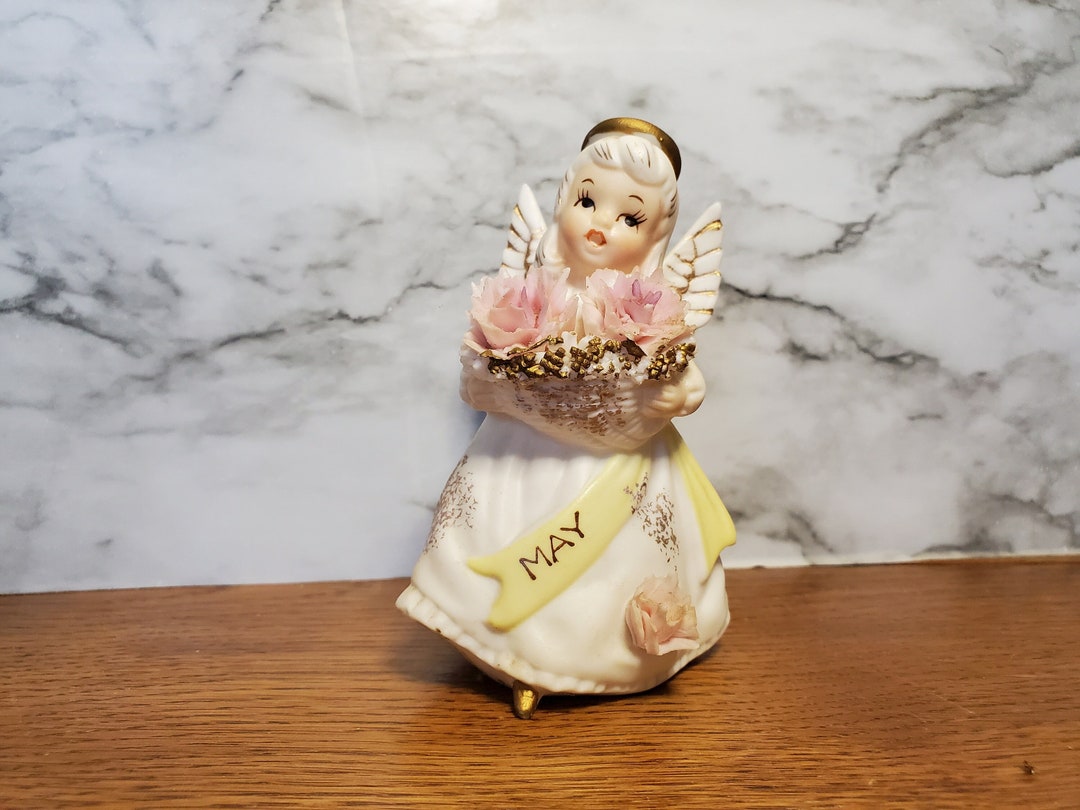 May Lefton Birthday Month Angel Vintage Girl Figurine Etsy