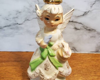 Ange d'anniversaire d'avril, céramique Ucagco Japon, figurine, antiquité ancienne, cadeau de fête des mères pour elle, cadeau d'anniversaire pour maman, cadeau de Noël pour ado