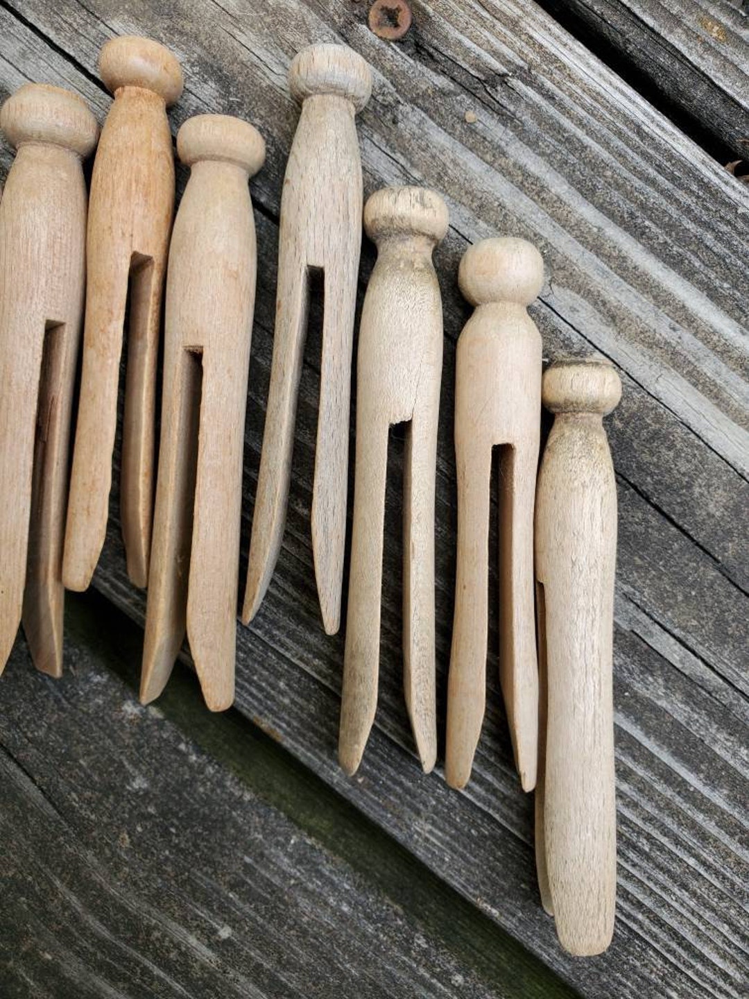 Antique Wooden Clothespins (set of 10) - Primitive Craft or Laundry ...