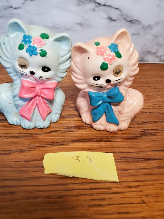 ヴィンテージパステルキャットソルト＆ペッパーシェーカー：日本製