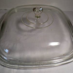 Alleen vintage Pyrex-deksel, P-12-C, Corningware-glazen deksel, vervangend deksel, vintage helder glazen deksel, 10,25&quot; vierkante koepelvormige braadpan