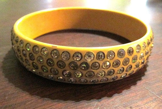 Celluloid RHINESTONE BRACELET Vintage, Antique BA… - image 3